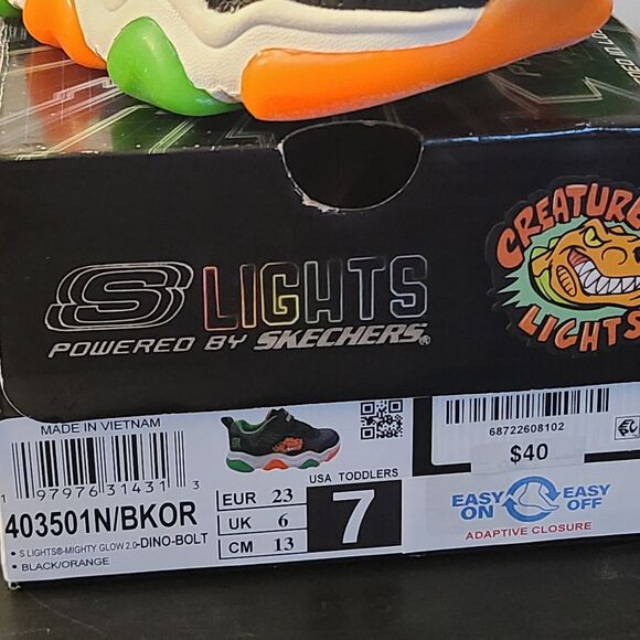S Lights By Skechers Dinosaur Bolt 2.0 Sneakers Stretch Toddler Boy Size 7 New - Picture 8 of 9